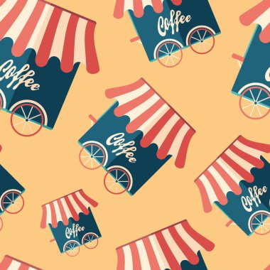 Mobil kafe düz simgesi seamless modeli.