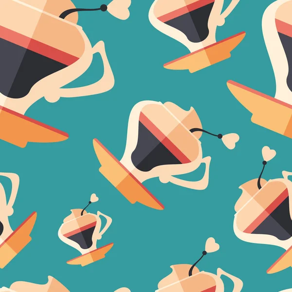 Kopp doftande kaffe flat ikonen sömlösa mönster. — Stock vektor