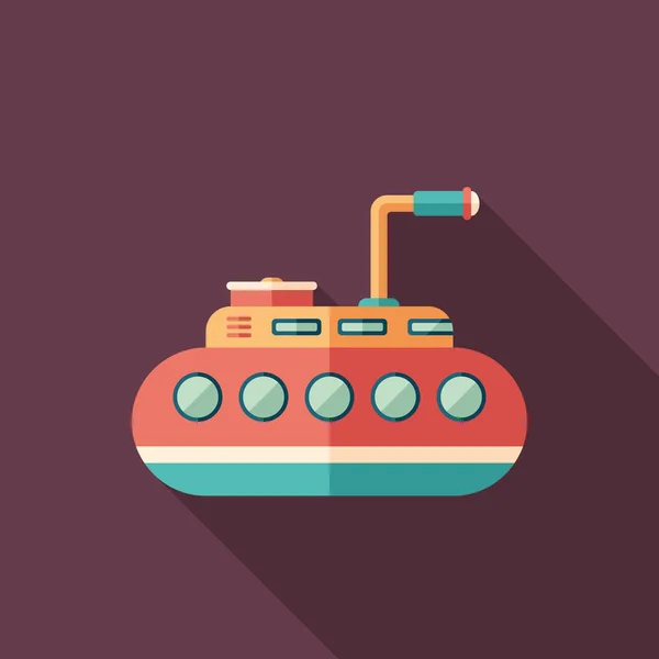 Turistické ponorky ploché čtvercové ikona s dlouhými stíny. — Stockový vektor