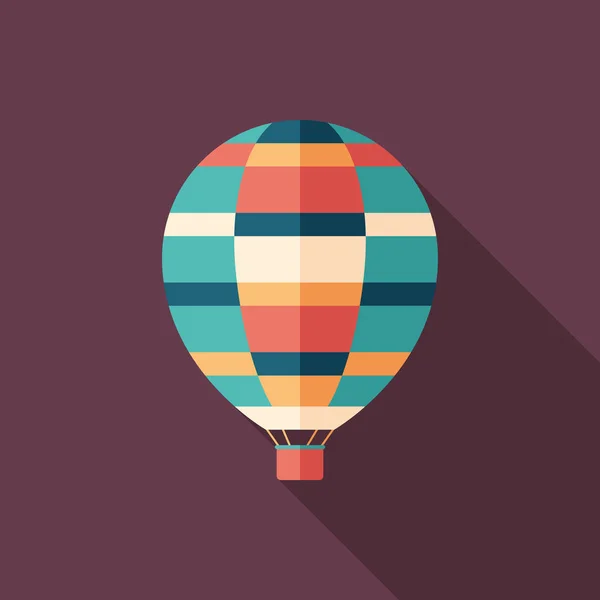 Luftballong flatt firkantet ikon med lange skygger . – stockvektor