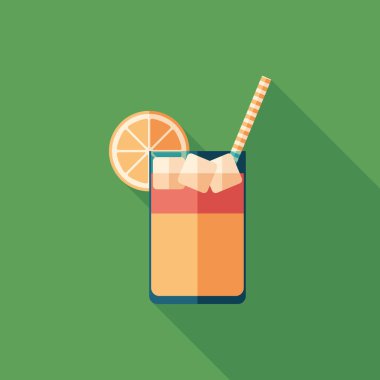 Soğuk meyve kokteyli düz uzun gölgeler ile kare simgesi.