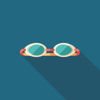 Swim goggles flat square icon with long shadows. clipart