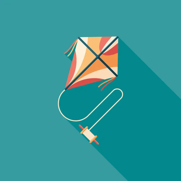 Uçan uçurtma uzun gölgeler ile düz kare simgesi.