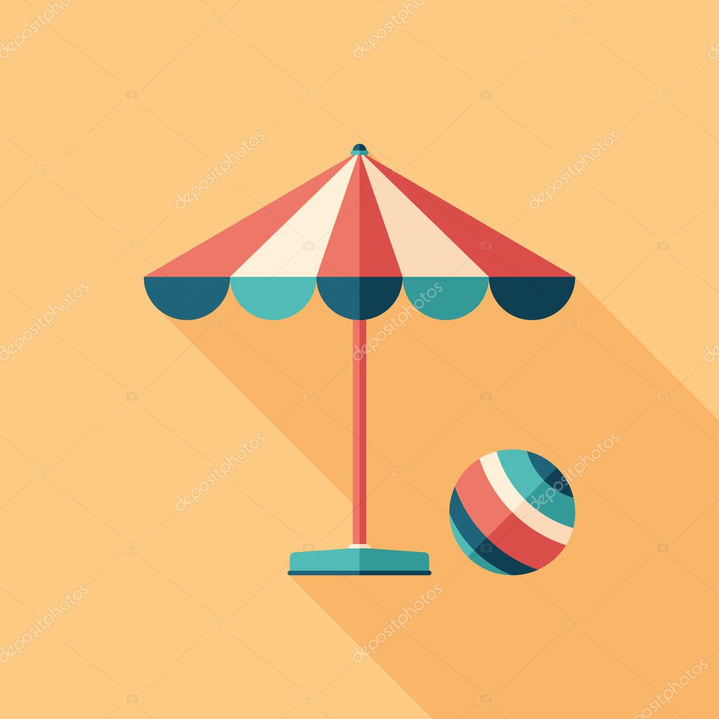 Summer time flat square icon.