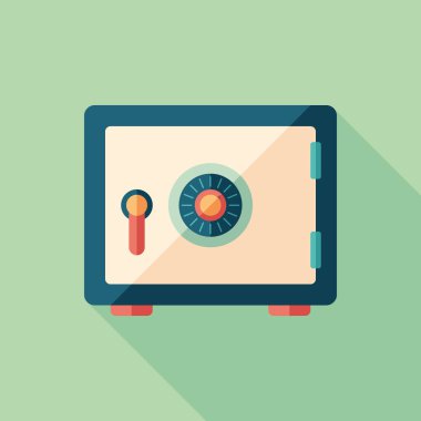 Uzun gölgeler ile güvenli güvenli düz kare simgesi.