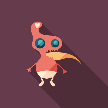 Sıkılmış canavar düz uzun gölgeler ile kare simgesi.