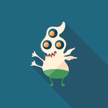 Canavar scurrying uzun gölgeler ile düz kare simgesi.