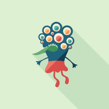 Mahcup canavar düz uzun gölgeler ile kare simgesi.