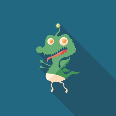 Neşeli canavar düz uzun gölgeler ile kare simgesi.