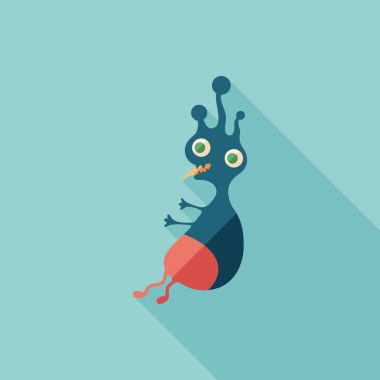 Deniz canavarı düz uzun gölgeler ile kare simgesi.