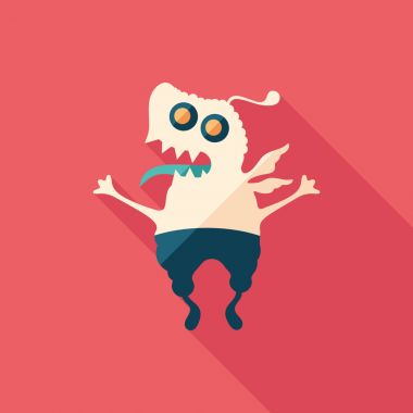 Dost canavar düz uzun gölgeler ile kare simgesi.