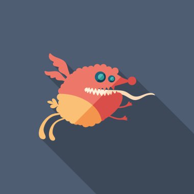 Aç canavar düz uzun gölgeler ile kare simgesi.