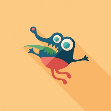 Mutlu canavar düz uzun gölgeler ile kare simgesi.