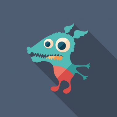 Canavar fare düz uzun gölgeler ile kare simgesi.