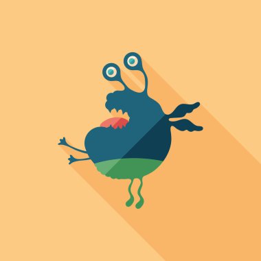 Canavar jam uzun gölgeler ile düz kare simgesi.