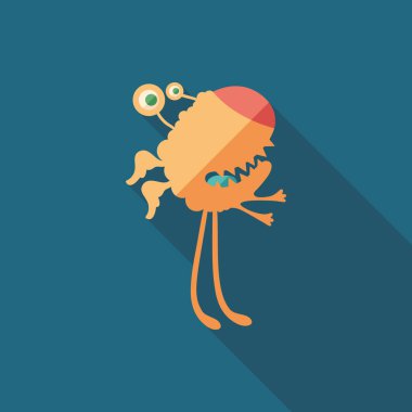 Peluş canavar düz uzun gölgeler ile kare simgesi.