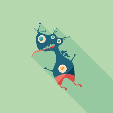 Ahşap canavar uzun gölgeler ile düz kare simgesi.