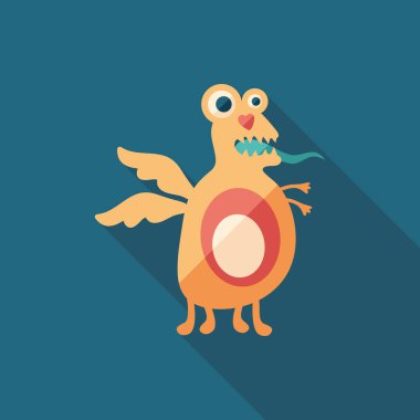 Candy monster uzun gölgeler ile düz kare simgesi.