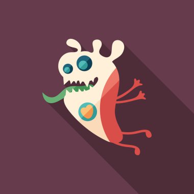 Jöle canavar uzun gölgeler ile düz kare simgesi.