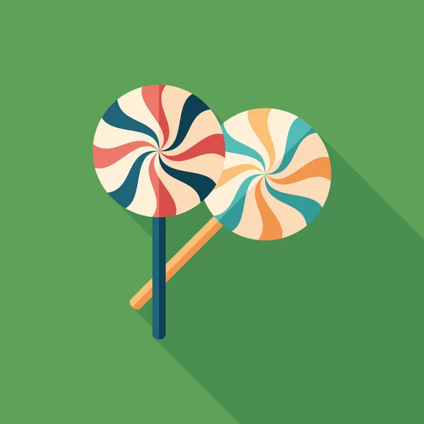 Lollipops remolino icono cuadrado plano con largas sombras . — Vector de stock