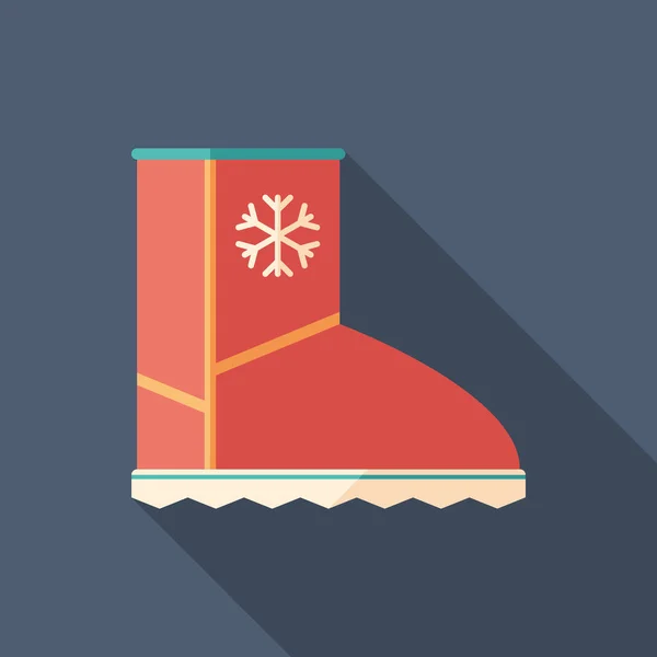 Botas de invierno plano icono cuadrado con largas sombras . — Vector de stock