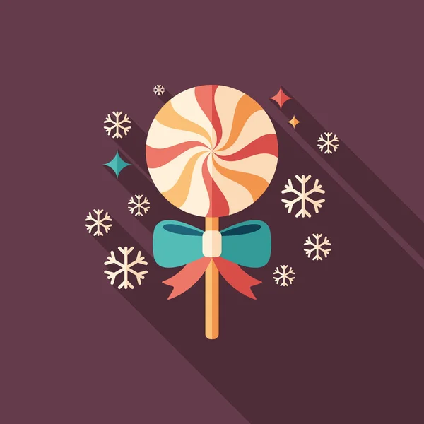 Karácsonyfadíszek nyalóka lapos, négyzet alakú ikon a hosszú árnyékok. — Stock Vector