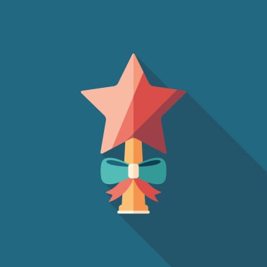 Yılbaşı ağacı yıldız düz kare simgesi uzun gölgeler ile.