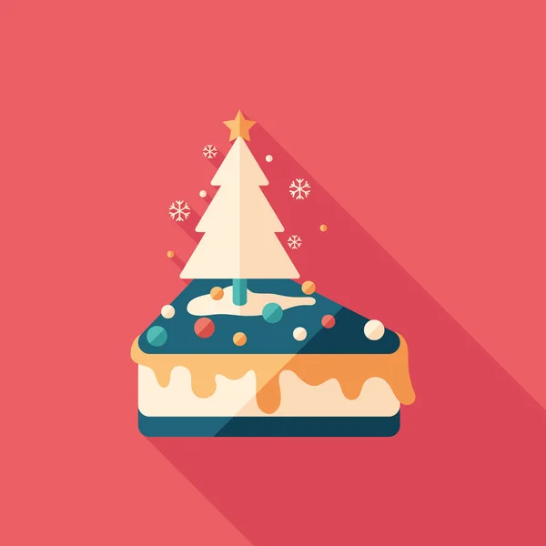 Noel kek düz uzun gölgeler ile kare simgesi.