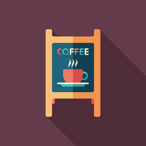 Signo Cafetería Plana Icono Cuadrado Con Largas Sombras — Vector de stock