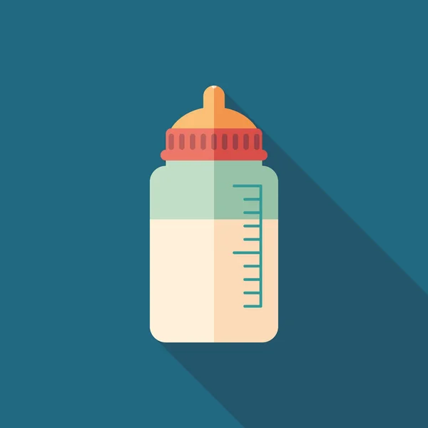 Babyflasche Flaches Quadratisches Symbol Mit Langen Schatten — Stockvektor