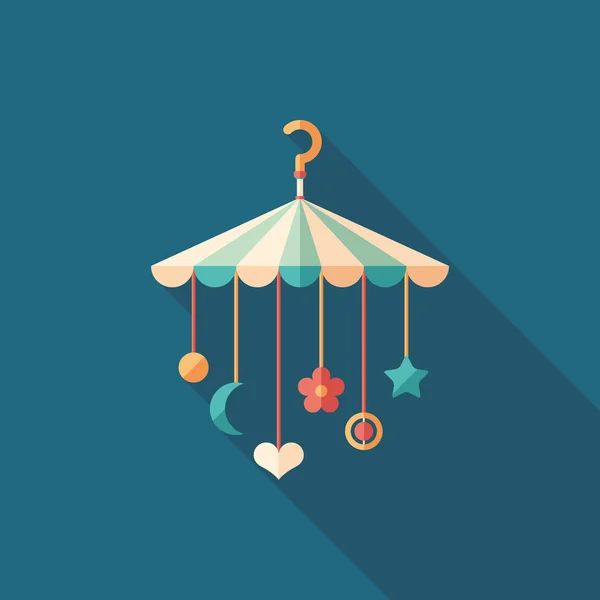 Bebek beşik asılı Oyuncakları Düz uzun gölgeler ile kare simgesi.