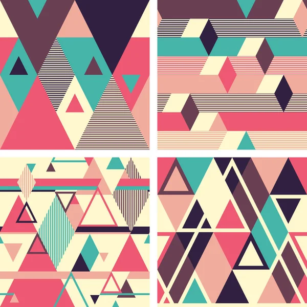 Abstract Geometric Seamless Patterns Light Background Set — Stock Vector