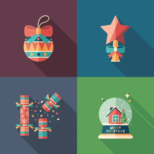 Merry Christmas Flat Square Icons Set — Stock Vector