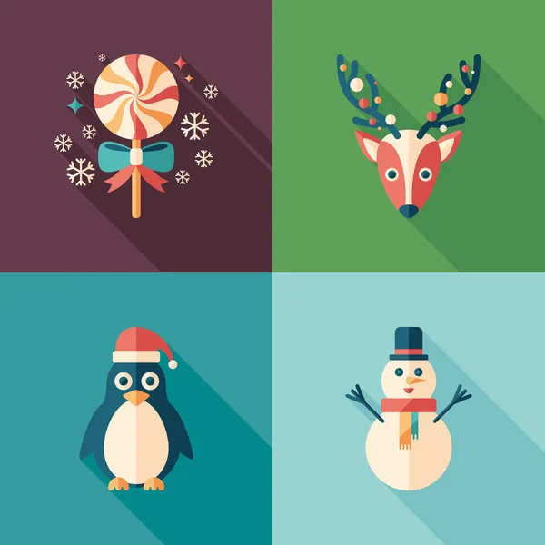 Winter Time Flat Square Icons Set — Stock Vector