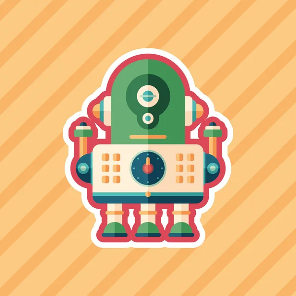 Робот Инженер Наклейка Плоская Иконка Цветным Фоном — стоковый вектор