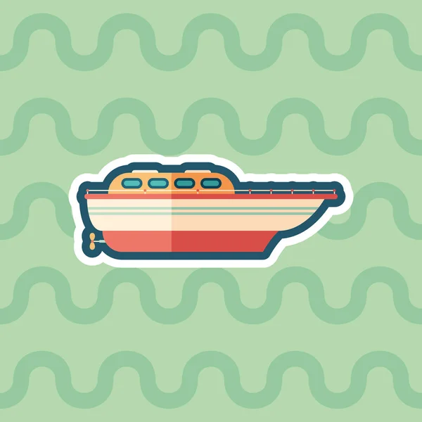 Наклейка Моторной Лодки Плоская Иконка Цветовым Фоном — стоковый вектор