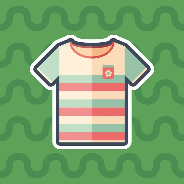 Camiseta Playa Pegatina Icono Plano Con Fondo Color — Vector de stock