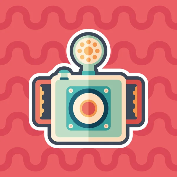 Sticker Caméra Sous Marine Icône Plate Avec Fond Couleur — Image vectorielle