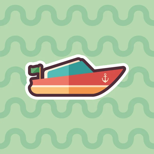 小机动船贴标平面图标 背景颜色 — 图库矢量图片