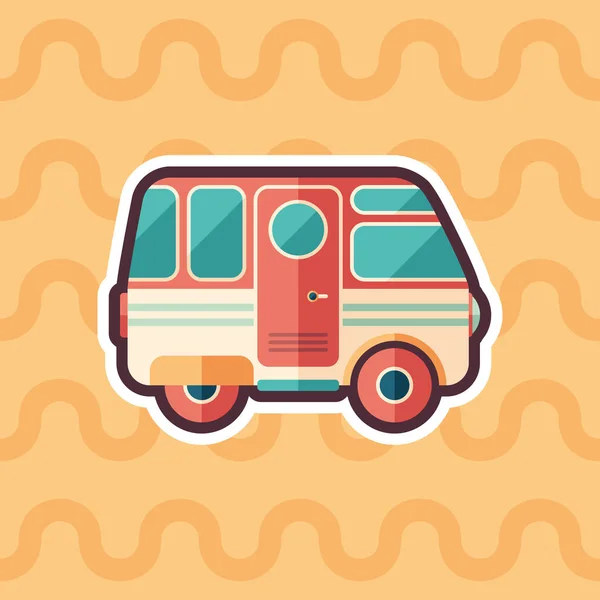 Vintage Camper Van Sticker Flat Icon Color Background — Stock Vector