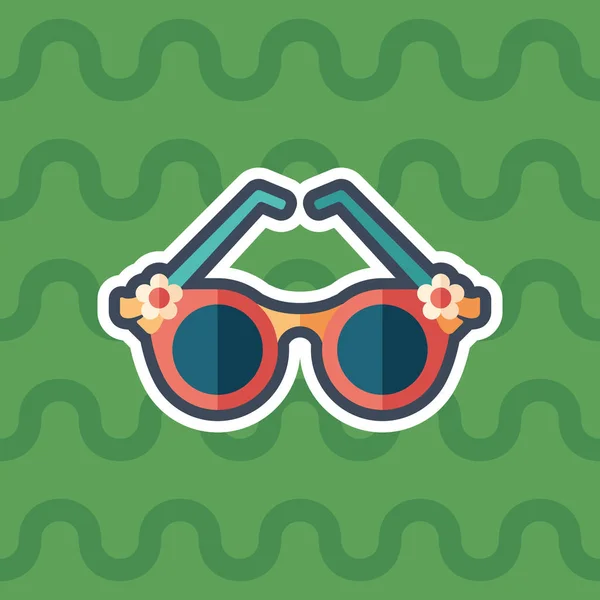 Gafas Sol Románticas Mujer Pegatina Icono Plano Con Fondo Color — Vector de stock