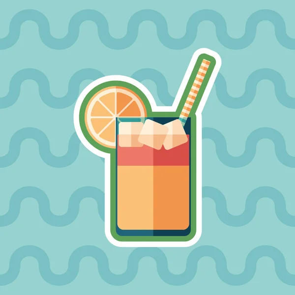 Sticker Cocktail Fruits Froids Icône Plate Avec Fond Couleur — Image vectorielle