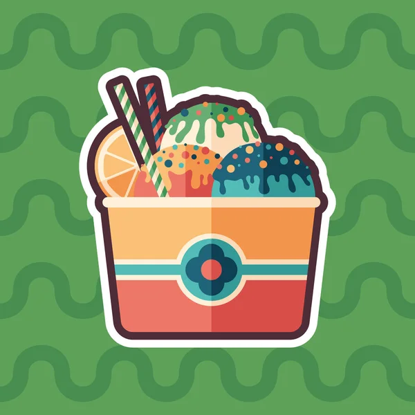 Sticker Crème Glacée Aux Fruits Icône Plate Avec Fond Couleur — Image vectorielle