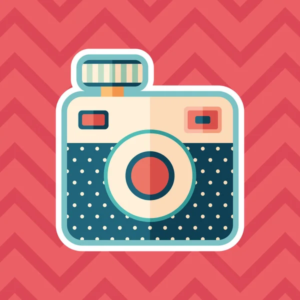 Sticker Caméra Hipster Icône Plate Avec Fond Couleur — Image vectorielle