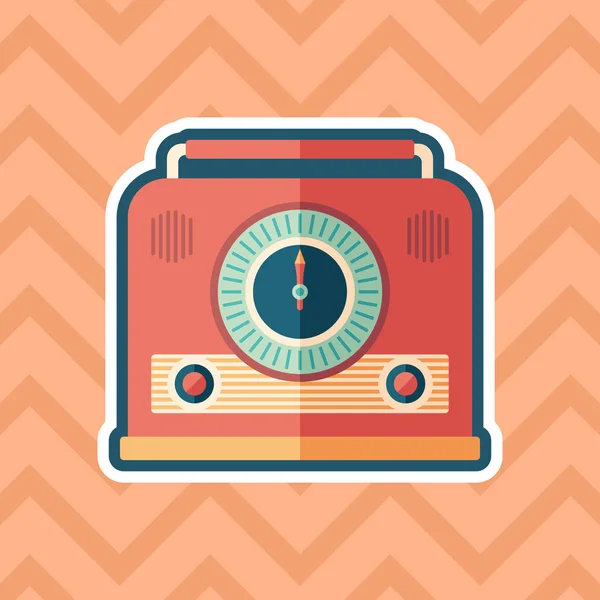 Retro Radyo Alıcı Etiket Düz Simgesi Renkli Arka Planla — Stok Vektör