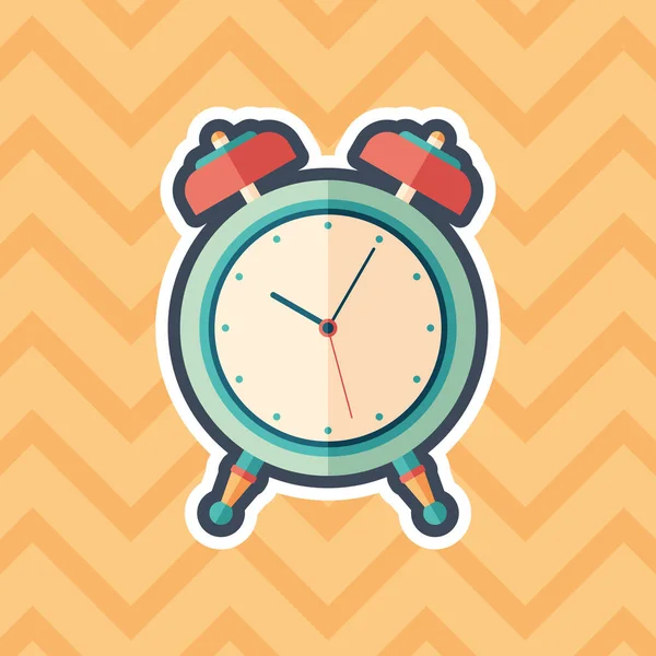 Pegatina Reloj Despertador Retro Icono Plano Con Fondo Color — Archivo Imágenes Vectoriales