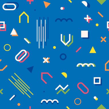 Memphis tarzı soyut geometrik seamless modeli. Kompozisyon 2