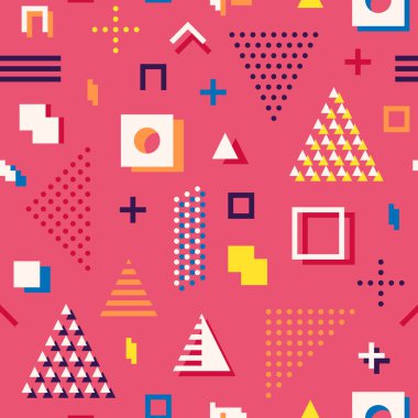 Memphis tarzı soyut geometrik seamless modeli. Kompozisyon 8