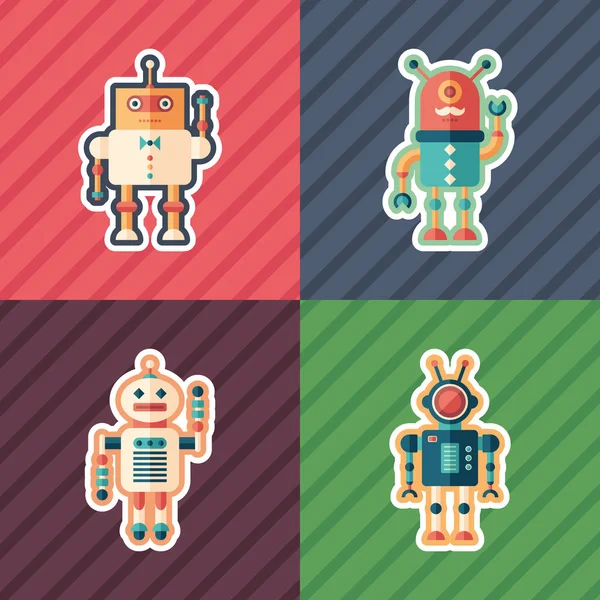 Smart Robots Плоский Набор Значков Цветной Подложкой — стоковый вектор