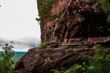 Phu Sing Ulusal Parkı, Bueng Kan, Tayland 'da dağ sırasının kayalık duvarlarından oyulmuş sığ bir mağara..